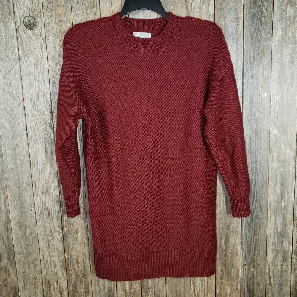 Asos 2 Burgundy Sweater Dress Cozy Rustic Cabin Whimsigoth Grunge Minimalist Mod
